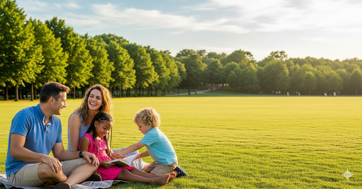 Sky background with a parent tossing a child upward